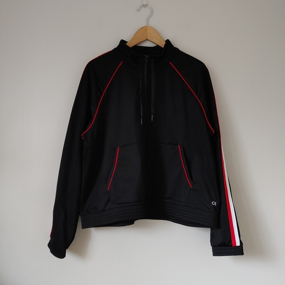 GAP Gapfit Track Jacket Zip-Up Sweatshirt Stripe Black Size XXL - Picture 3 of 16
